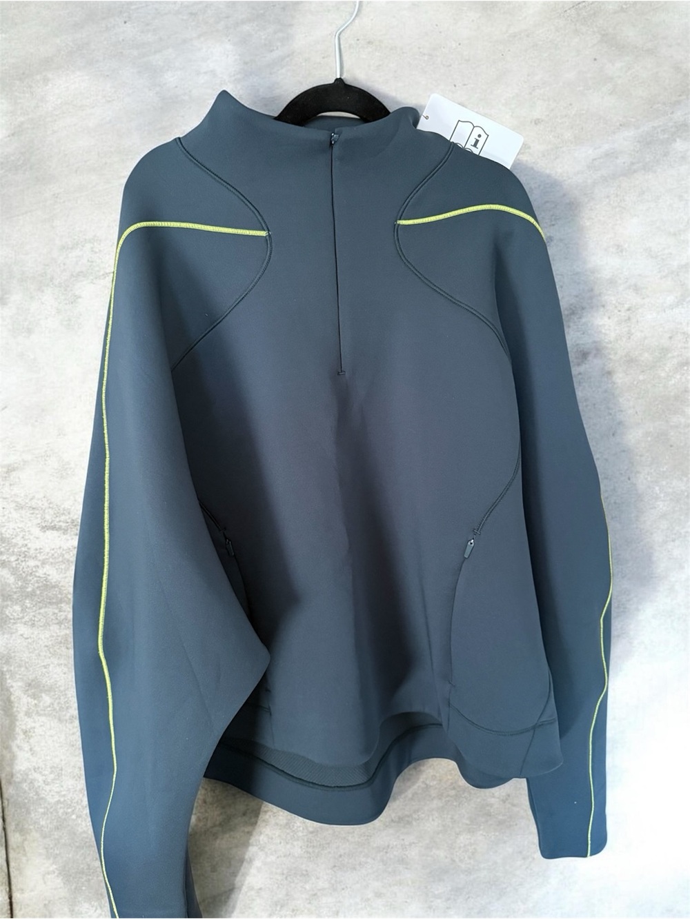 Nike Women's Black Training Quarter-Zip with Neon Yellow-Green Trim